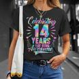 Celebrating 14 Year Of Being Awesome With Tie-Dye Graphic Unisex T-Shirt Gifts for Her