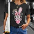 Cute Bunny With Leopard Glasses Happy Easter Day T-Shirt Gifts for Her