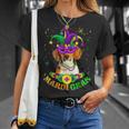 Cute Mardi Gras Beagle Dog Dad Dog Mom Mask Beads Unisex T-Shirt Gifts for Her