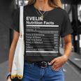 Evelin Nutrition Facts Name Named Funny Unisex T-Shirt Gifts for Her
