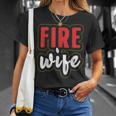 Feuerwehrfrau Ehefrau Damen T-Shirt, Schwarz mit Aufschrift Geschenke für Sie