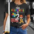 This Firefighter Is 2 2Nd Birthday Fire Truck Fireman Boys T-Shirt Gifts for Her
