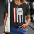 Firefighter Thin Red Line Amercian Flag Usa T-Shirt Gifts for Her