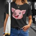 Funny Cute Pig Face Farm Adorable Pink Piglet Lover Farmer Unisex T-Shirt Gifts for Her