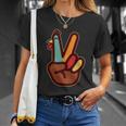 Funny Cute Thanksgiving Hand Turkey Peace Sign Unisex T-Shirt Gifts for Her