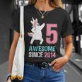 Happy 5Th Birthday UnicornShirt Awesome Since 2014 Unisex T-Shirt Gifts for Her