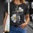 He Is Risen Flower Jesus Cross Religious Happy Easter Day Unisex T-Shirt Gifts for Her