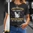 Hot Cat I Hug My Cats So I Don’T Punch People In The Throat Unisex T-Shirt Gifts for Her