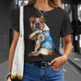 I Love Dad Tattoo English Bulldog Dog Dad Tattooed Gift Unisex T-Shirt Gifts for Her