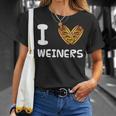 I Love Weiners Hotdogs Frankfurter Wiener Frank Sausage Bun Unisex T-Shirt Gifts for Her