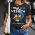 I Wear Blue For My Nephew Autism Awareness Uncle Aunt Puzzle Unisex T-Shirt Gifts for Her