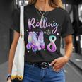 Kids 8 Years Old Birthday Girls Rolling Into 8Th Bday Theme Unisex T-Shirt Gifts for Her