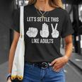 Lets Settle This Like Adults Funny Rock Paper Scissor Unisex T-Shirt Gifts for Her