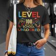 Level 100 Days Of School Unlocked Gamer Playing Videogames T-Shirt Gifts for Her