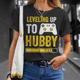 Mens Leveling Up To Hubby Husband Gamer Engagement T-shirt Gifts for Her