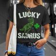 LuckyRex Saurus Clovers Shamrock St Patrick Day Gifts Unisex T-Shirt Gifts for Her