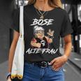 Lustiges Schwarz T-Shirt Böse Alte Frau Cartoon für Damen Geschenke für Sie