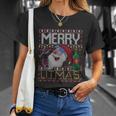 Merry Litmas Lit Santa Claus Wine Ugly Christmas Sweater Cute Gift Unisex T-Shirt Gifts for Her