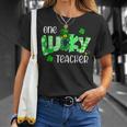 One Lucky Teacher Shamrock Clover Leopard St Patricks Day T-Shirt Gifts for Her