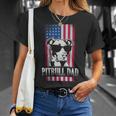 Pitbull Dad American Flag Unisex T-Shirt Gifts for Her