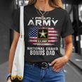 Proud Army National Guard Bonus Dad With American Flag T-Shirt Gifts for Her