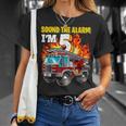 Sound The Alarm Im 5 5Th Birthday Fireman Firetruck Boys Unisex T-Shirt Gifts for Her