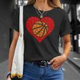 Sports Basketball Ball Red Love Shaped Heart Valentines Day Unisex T-Shirt Gifts for Her
