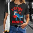 I Steal Hearts Valentines Day Dinosaur Kids Baby Boy Toddler T-Shirt Gifts for Her