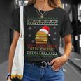 Ugly Christmas Sweater Burger Happy Holidays With Cheese V13 Unisex T-Shirt Gifts for Her