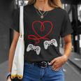 Video Gamer Valentines Day Tshirt With Controllers Heart Unisex T-Shirt Gifts for Her