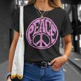 Vintage Pink Peace Sign 60S 70S Hippie Retro Peace Symbol Unisex T-Shirt Gifts for Her
