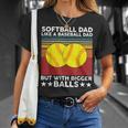 Vintage Softball Dad Like A Baseball Dad Us Flag Fathers Day Unisex T-Shirt Gifts for Her