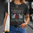We Wish You A Meowy Catmas Santa Hat Ugly Christmas Sweater Gift Unisex T-Shirt Gifts for Her