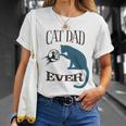Best Cat Dad Ever Fist Bump Blue Cat Personalized Cat Dad Unisex T-Shirt Gifts for Her