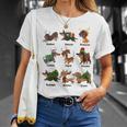 Christmas Deer Dachshund Custom Dog Name Santa Hat Xmas Tree T-shirt Gifts for Her