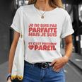 Französisches Slogan-T-Shirt Je ne suis pas parfaite in Weiß, Stilvoll & Einzigartig Geschenke für Sie
