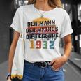 Herren Vintage Der Mann Mythos Die Legende 1932 91 Geburtstag T-Shirt Geschenke für Sie