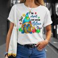 In April We Wear Blue Gnome Autism Awareness Month Unisex T-Shirt Gifts for Her