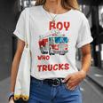Kids Firefighter Toddler Just A Boy Who Loves Fire Trucks T-Shirt Gifts for Her