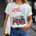 Kids Sound The Alarm Im 5 Kids Fire Truck Firefighter Birthday T-Shirt Gifts for Her