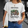 Lustiges Camping T-Shirt Geh Raus, frisst dich ein Bär, Spruch Tee Geschenke für Sie