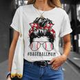 Mom Life Softball Baseball Mom Mothers Day Messy Bun Womens Unisex T-Shirt Gifts for Her