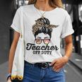 Teacher Off Duty Leopard Messy Bun Glasses Gift For Womens Unisex T-Shirt Gifts for Her