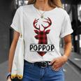 Xmas Buffalo Plaid Reindeer Poppop Family Christmas Unisex T-Shirt Gifts for Her