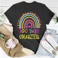 100Th Day Of School Teacher 100 Days Smarter Rainbow  V11 Men Women T-shirt Graphic Print Casual Unisex Tee