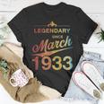 90 Geburtstag 90 Jahre Alt Legendär Seit März 1933 V3 T-Shirt Lustige Geschenke