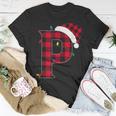Awesome Letter P Initial Name Buffalo Plaid Christmas T-shirt Funny Gifts