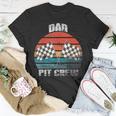Dad Pit Crew Race Car Chekered Flag Vintage Racing Party T-Shirt Funny Gifts
