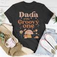 Mens Dada Of The Groovy One Boho 1St Birthday Hippie Mushroom Dad T-Shirt Funny Gifts