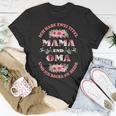 Damen T-Shirt Mama und Oma Rocker mit Blumen & Vintage-Schrift Lustige Geschenke